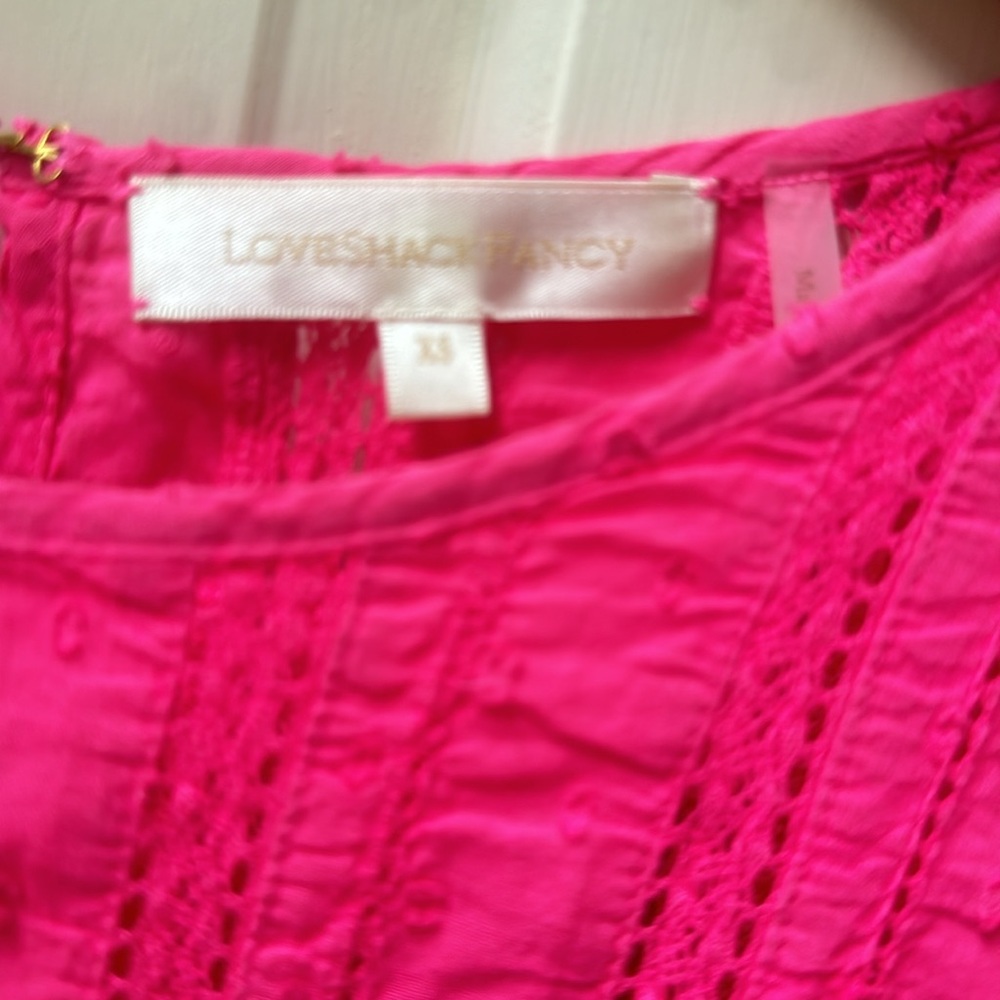 LoveShackFancy Natasha Heritage Mini Dress, Bright Pink, XS, Cotton, wore once - Picture 4 of 9